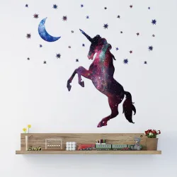 Dekorativ wallsticker - hest - enhjørning - stjerner