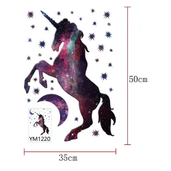 Dekorativ wallsticker - hest - enhjørning - stjerner
