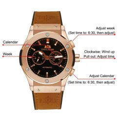 Montre de sport classique - automatique - bracelet cuir/caoutchouc