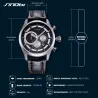 SINOBI - elegant multifunktions quartz ur - kronograf - læderrem
