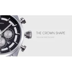 SINOBI - élégante montre à quartz multifonction - chronographe - bracelet en cuir