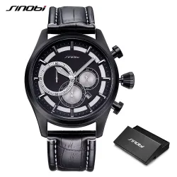 RelojesSINOBI - elegante reloj multifunción de cuarzo - cronógrafo - correa de piel