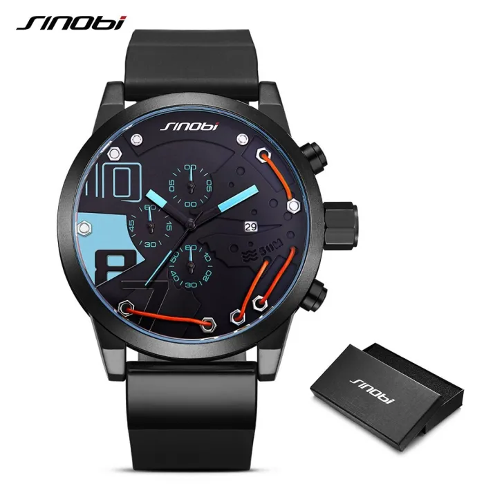 SINOBI - modieus quartz horloge - siliconen band - metaaldraadHorloges