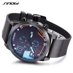 SINOBI - modieus quartz horloge - siliconen band - metaaldraadHorloges