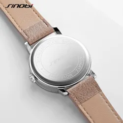 SINOBI - montre à quartz élégante - bracelet en cuir - design visage souriant