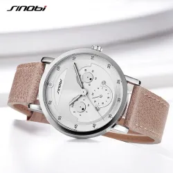 SINOBI - stijlvol quartz horloge - leren band - smile face designHorloges