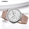 SINOBI - montre à quartz élégante - bracelet en cuir - design visage souriant