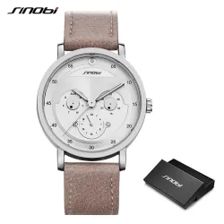 SINOBI - montre à quartz élégante - bracelet en cuir - design visage souriant