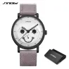 SINOBI - stilfuldt quartz ur - læderrem - smile ansigt design