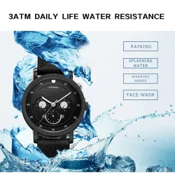 SINOBI - snygg kvartsklocka - läderrem - smile face design
