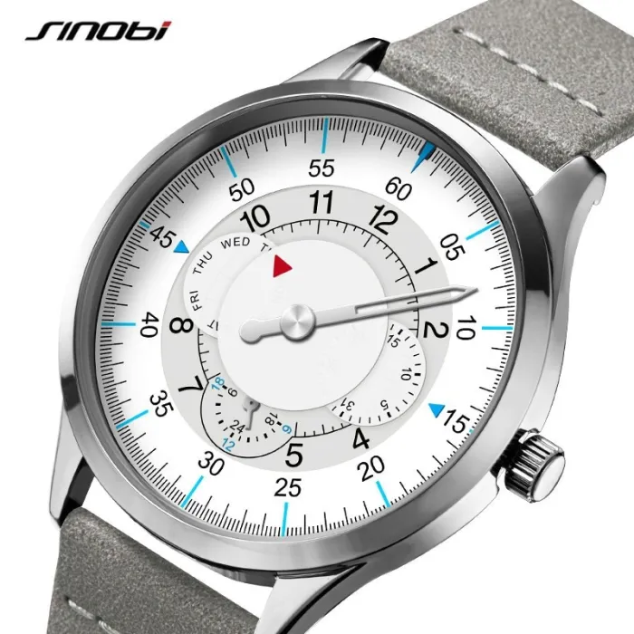 SINOBI - montre à quartz à la mode - étanche - bracelet en cuir
