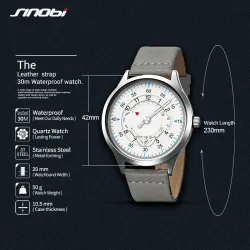 SINOBI - montre à quartz à la mode - étanche - bracelet en cuir