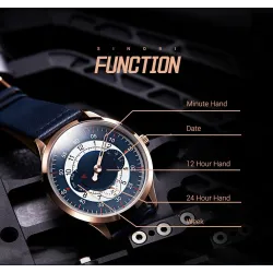 SINOBI - montre à quartz à la mode - étanche - bracelet en cuir