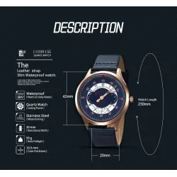 SINOBI - montre à quartz à la mode - étanche - bracelet en cuir