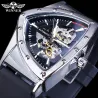 WINNER - montre de sport à la mode - couvercle transparent - pointeurs lumineux - cadran en forme de triangle