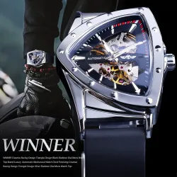 WINNER - montre de sport à la mode - couvercle transparent - pointeurs lumineux - cadran en forme de triangle