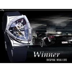 WINNER - montre de sport à la mode - couvercle transparent - pointeurs lumineux - cadran en forme de triangle