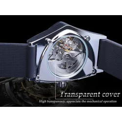 WINNER - montre de sport à la mode - couvercle transparent - pointeurs lumineux - cadran en forme de triangle