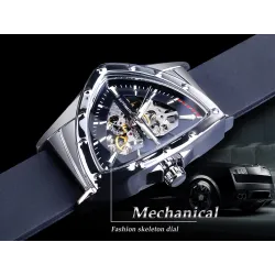 WINNER - montre de sport à la mode - couvercle transparent - pointeurs lumineux - cadran en forme de triangle