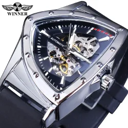 WINNER - montre de sport à la mode - couvercle transparent - pointeurs lumineux - cadran en forme de triangle