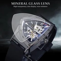 WINNER - montre de sport à la mode - couvercle transparent - pointeurs lumineux - cadran en forme de triangle