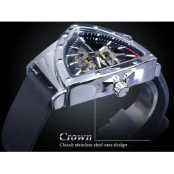 WINNER - montre de sport à la mode - couvercle transparent - pointeurs lumineux - cadran en forme de triangle