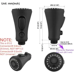 Robinet de cuisine extractible - pulvérisateur d'eau - buse réglable