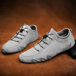 Stilige sneakers i semsket skinn - slip on loafers