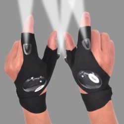 Fingerløse handsker - med LED lommelygte - vandtæt - camping - vandreture - overlevelsesværktøj
