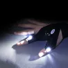 Fingerless gloves - with LED flashlight - waterproof - camping - hiking - survival toolTorches