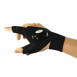 Fingerless gloves - with LED flashlight - waterproof - camping - hiking - survival toolTorches
