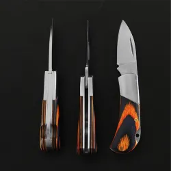 Mini folde lommekniv - med nøglering - rustfrit stål