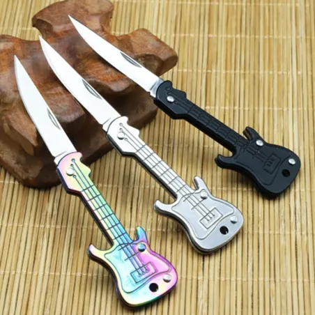 Mini fickkniv - hopfällbar - gitarrform - rostfritt stål