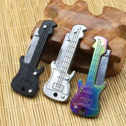 Minilommekniv - sammenleggbar - gitarform - rustfritt stål