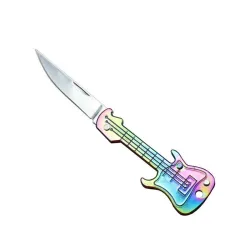 Mini lommekniv - foldbar - guitarform - rustfrit stål
