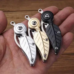 Mini foldbar lommekniv - rustfrit stål - bladform
