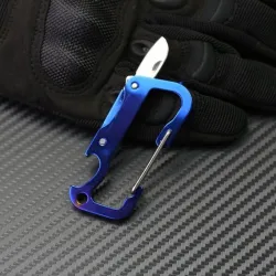 Multifunction mini knife - with bottle opener / carabiner - stainless steelKnives & Multitools