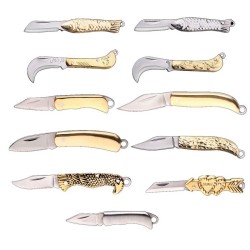 Mini sammenleggbar lommekniv - utskårne mønstre - rustfritt stål