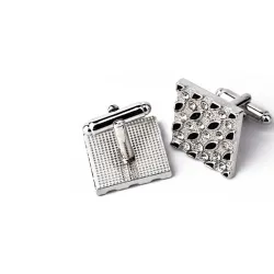 Boutons de manchette carrés à la mode - avec strass / émail noir