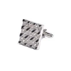 Boutons de manchette carrés à la mode - avec strass / émail noir