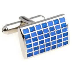 Trendy rectangle cufflinks - check designCufflinks