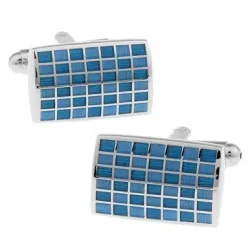 Trendy rectangle cufflinks - check designCufflinks