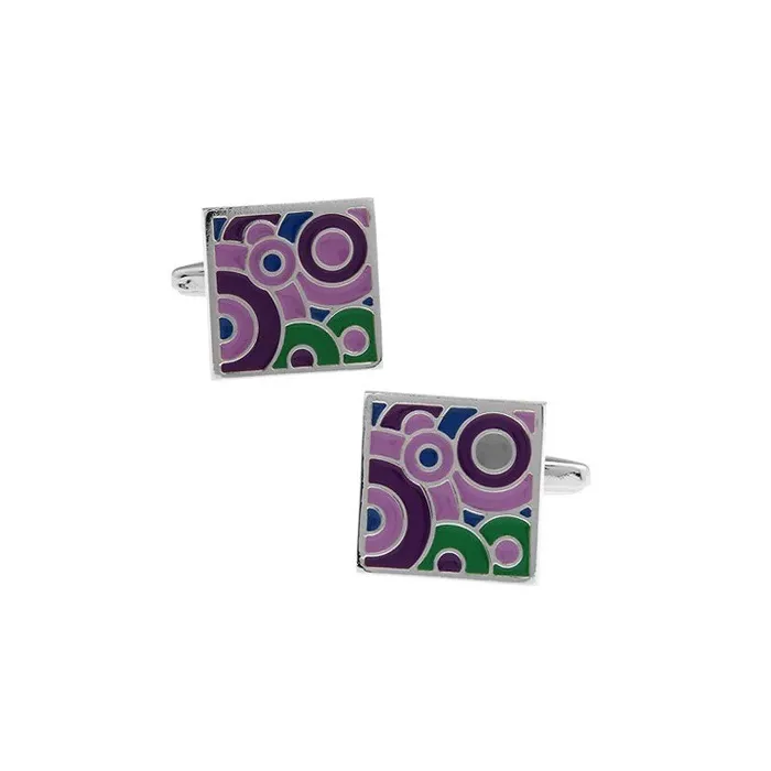 Fasjonable firkantede mansjettknapper - lilla mosaikk