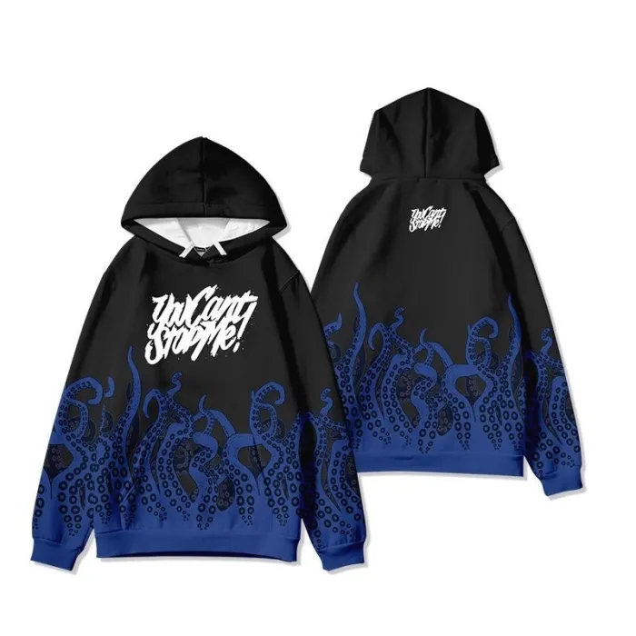 Fashionable hoodie - long sleeve - 3D octopus printedHoodies & Jumpers