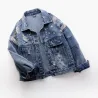 Vintage kort jeansjacka - med diamanter/hål