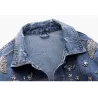 Vintage kort jeansjacka - med diamanter/hål