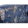 Krótka kurtka dżinsowa w stylu vintage - z diamentami / dziuramiKurtki