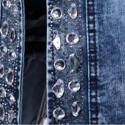 ChaquetasChaqueta de mezclilla corta de moda - con lentejuelas / cristales - delgada