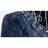 Fasjonabel kort denimjakke - med paljetter / krystaller - slank