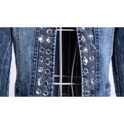 ChaquetasChaqueta de mezclilla corta de moda - con lentejuelas / cristales - delgada